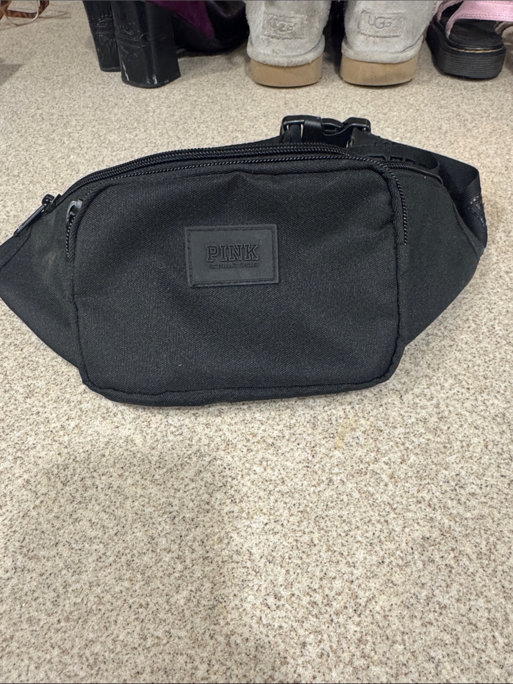 PINK Victoria's Secret Black Canvas Waist Bag for Men
